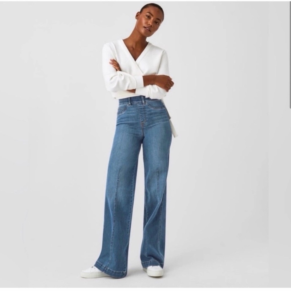 SPANX Blue Wide Leg Jeans